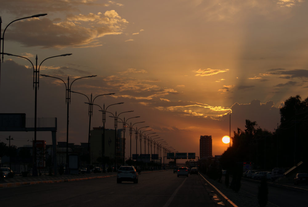 Por do sol em Erbil.