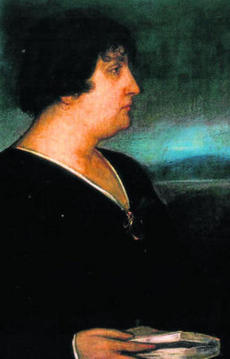 Pintura do retrato de Carmen de Burgos por Julio Romero